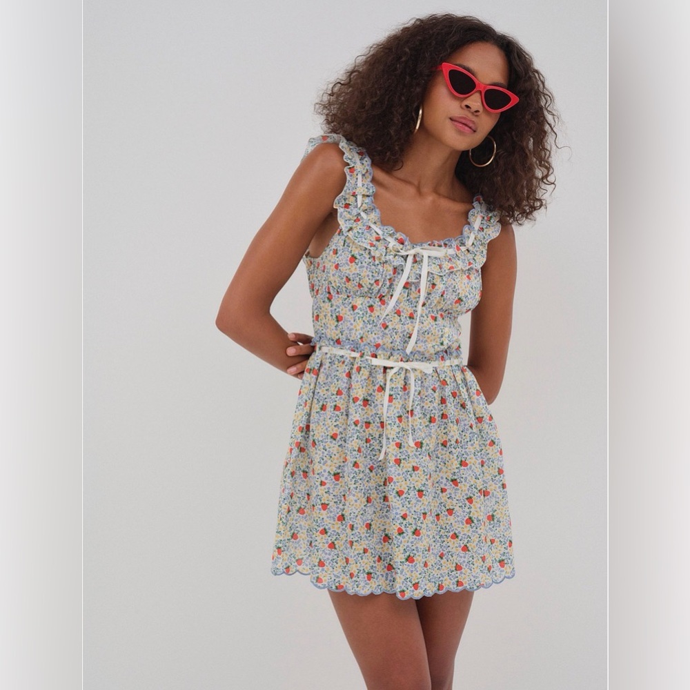 For Love & Lemons Strawberry Kiss Slip Dress Small NWT